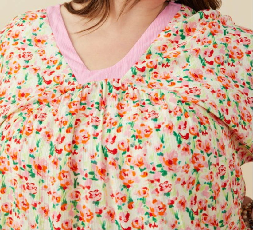 CURVY PINK MEADOW TOP