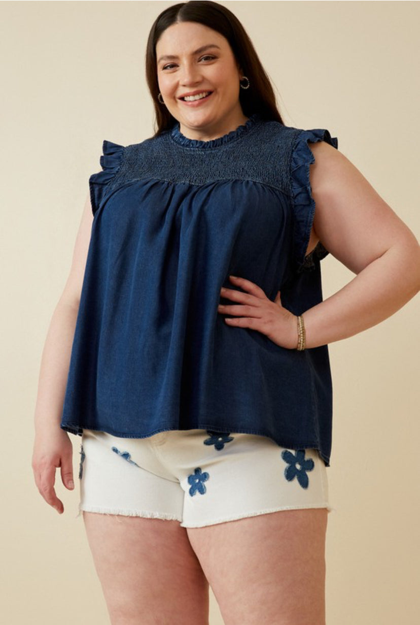 CURVY DENIM DARLING TOP