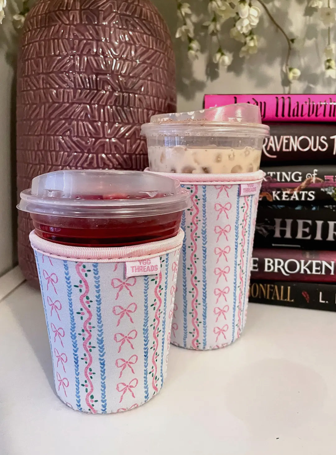 Bow Stripes Iced Coffee Sleeve