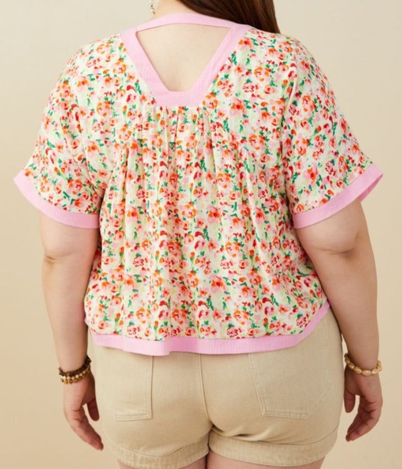 CURVY PINK MEADOW TOP