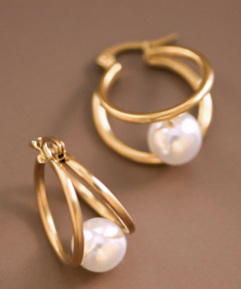 (spa-) 18k Waterproof Non-tarnish Stainless Steel Hoops