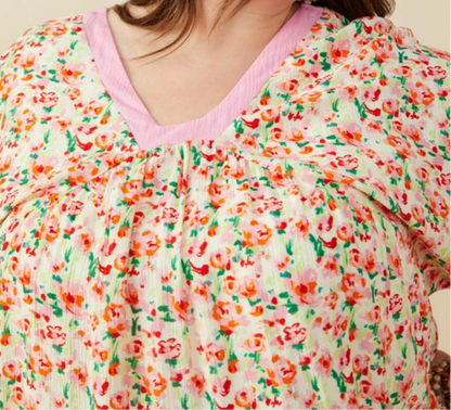 CURVY PINK MEADOW TOP