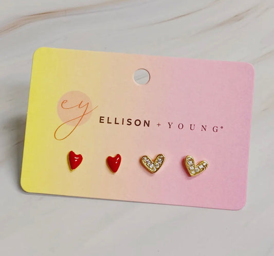 Red Heart Earring Set of 2