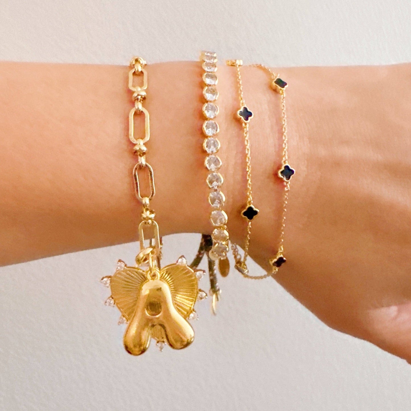 Petite Clover Layered Chain Bracelet