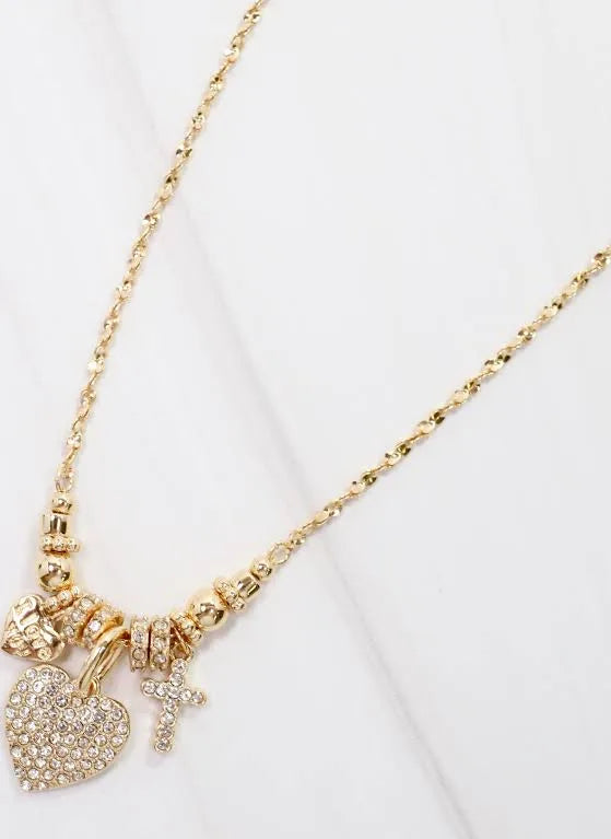 Pristine Pave Heart Charm Necklace