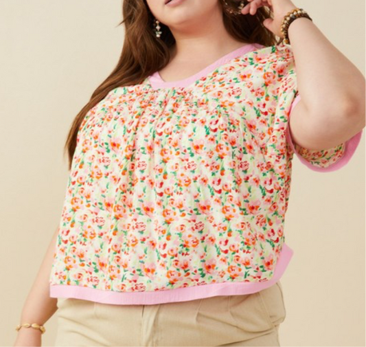 CURVY PINK MEADOW TOP