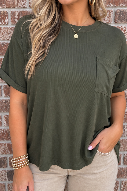 Simple Days Ribbed Pocket Tee