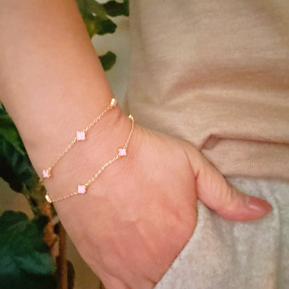 Petite Clover Layered Chain Bracelet