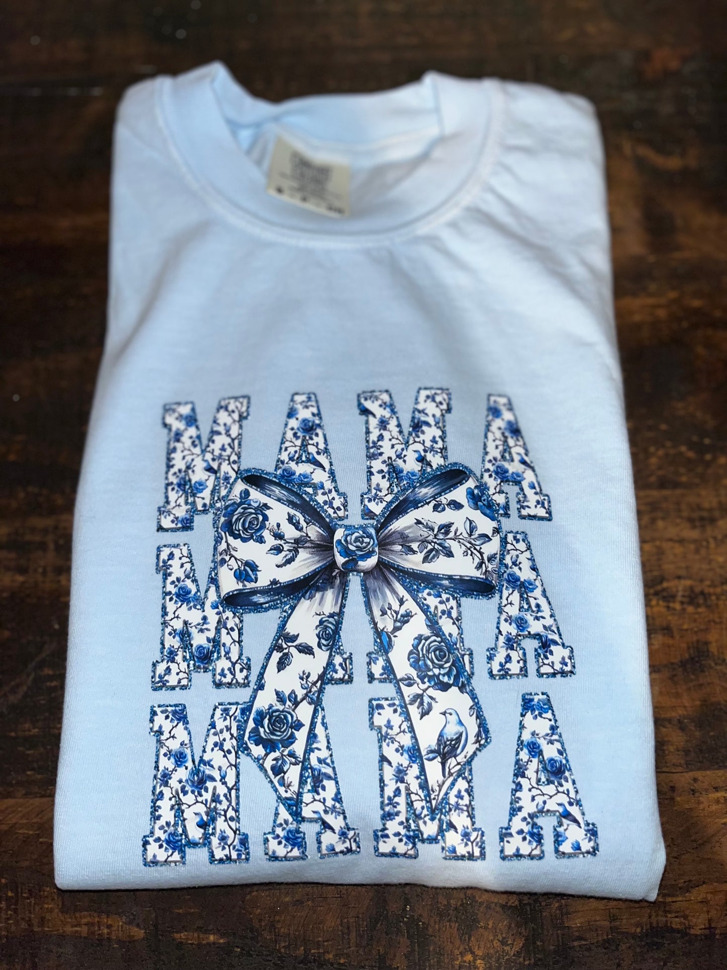 Blue Mama Tee with Bird