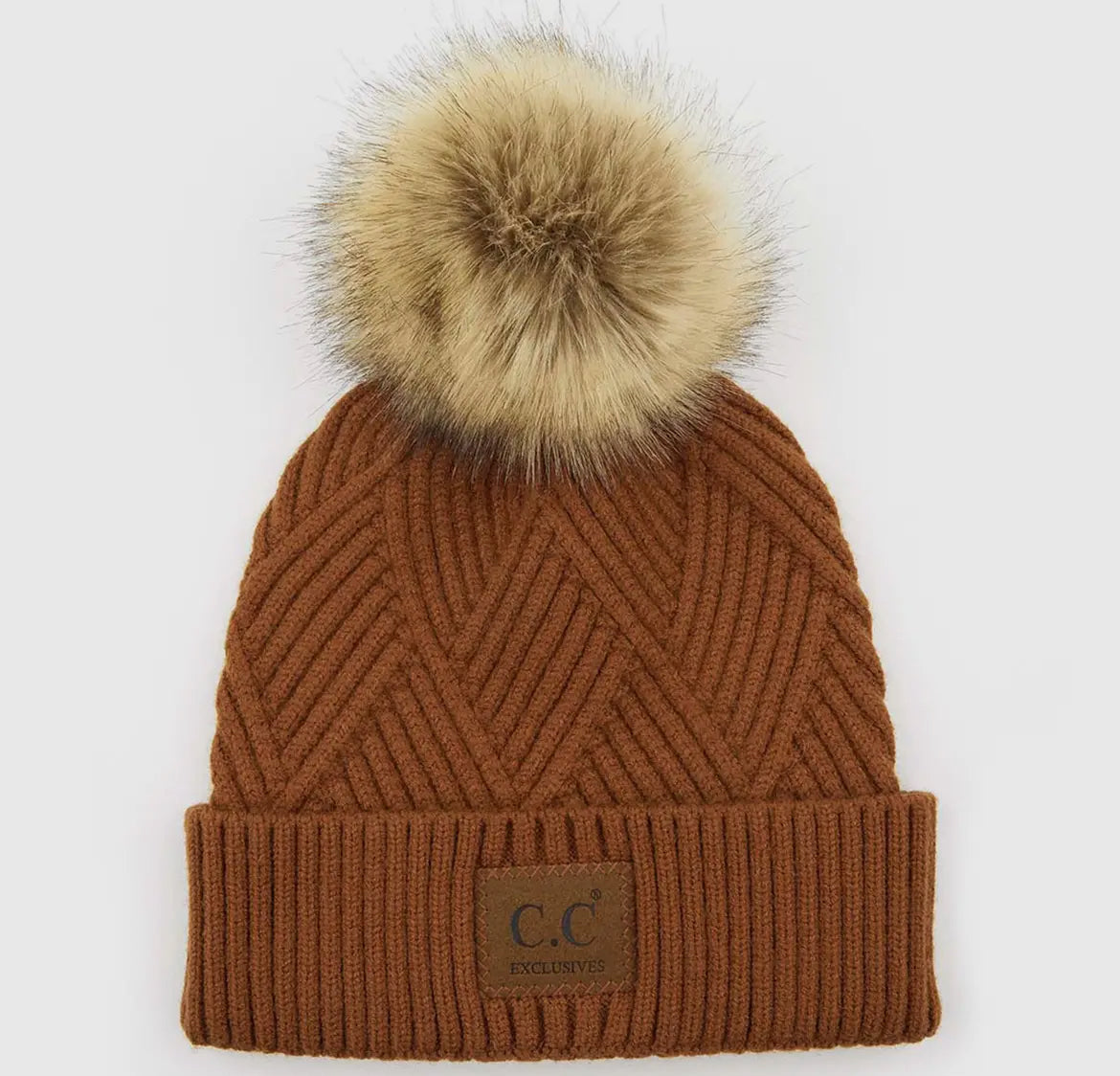 (spa-) Cc Criss-Cross Suede Patch Beanie