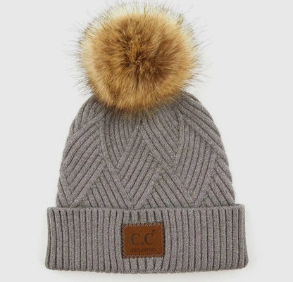 Cc Criss-Cross Suede Patch Beanie