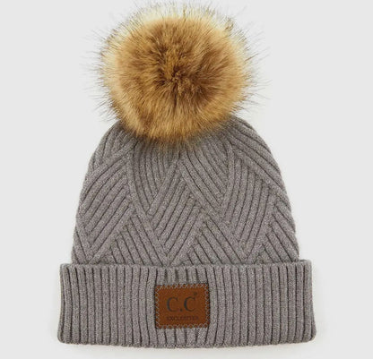 (spa-) Cc Criss-Cross Suede Patch Beanie