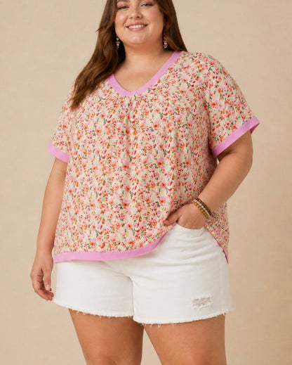 CURVY PINK MEADOW TOP