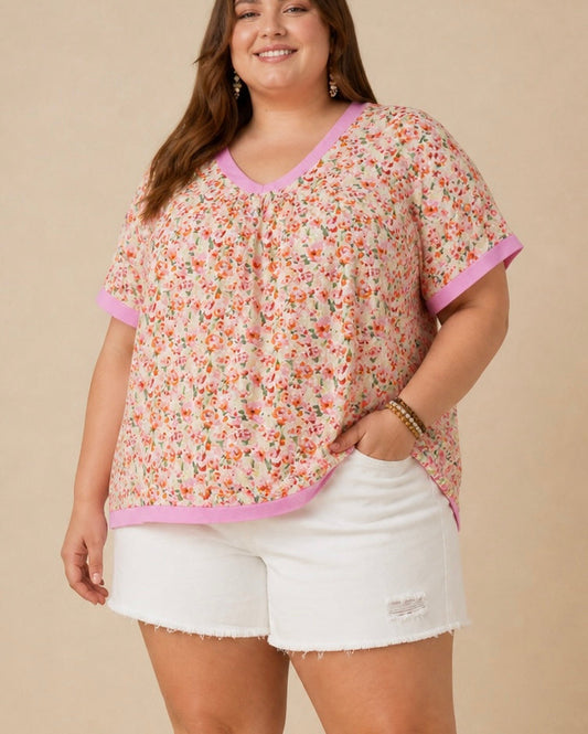 CURVY PINK MEADOW TOP
