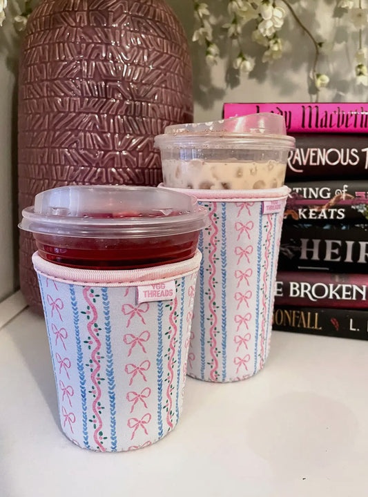 Bow Stripes Iced Coffee Sleeve