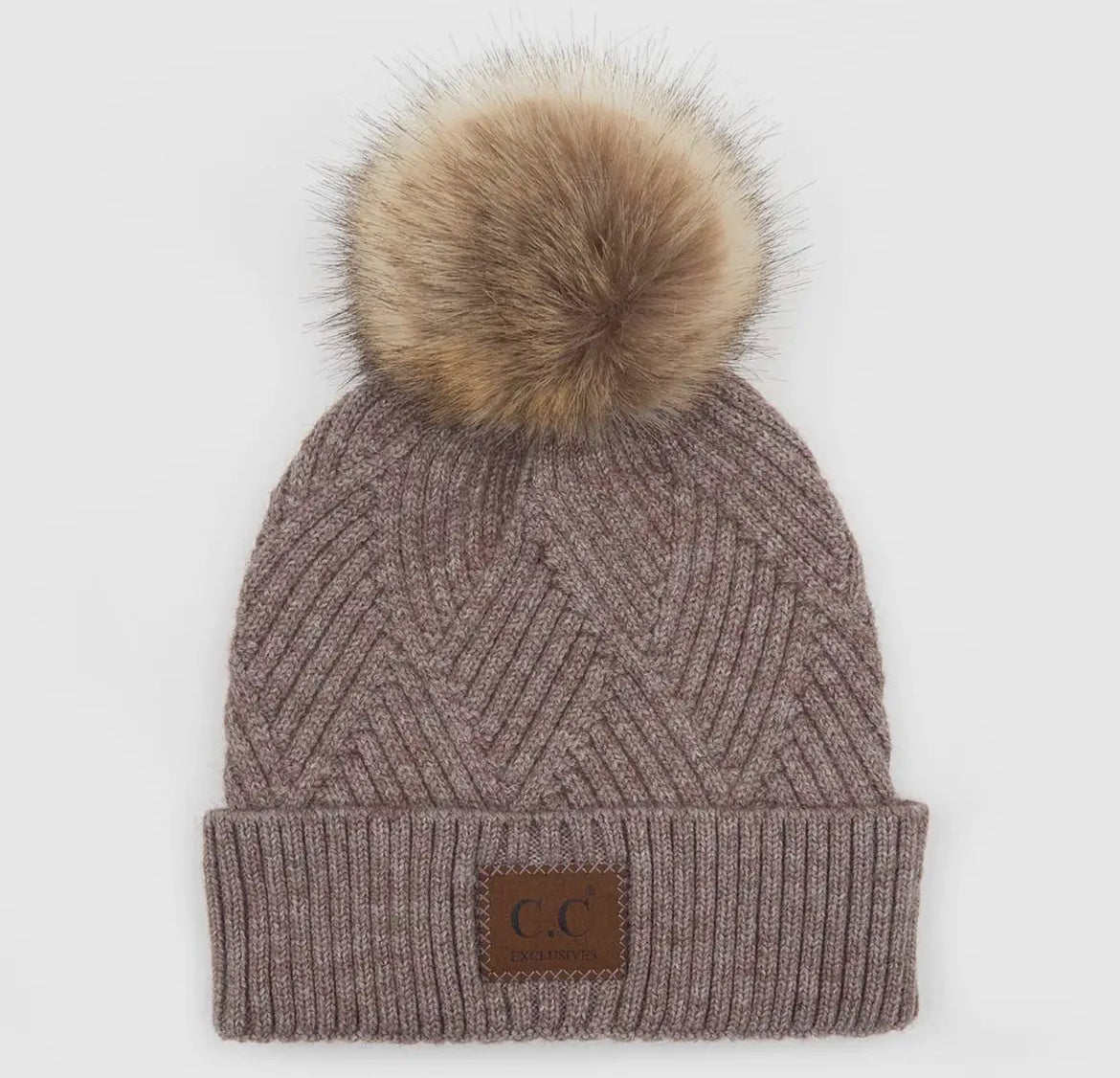 (spa-) Cc Criss-Cross Suede Patch Beanie