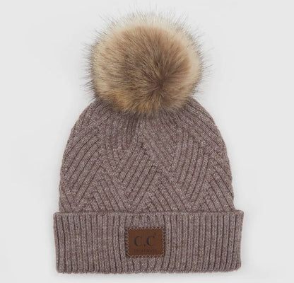 (spa-) Cc Criss-Cross Suede Patch Beanie