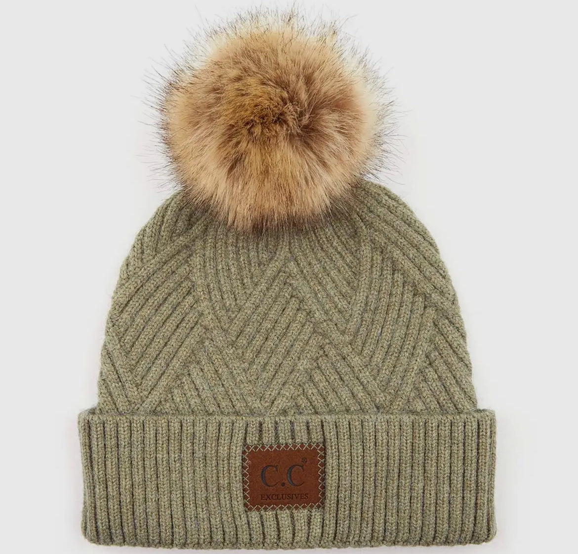 (spa-) Cc Criss-Cross Suede Patch Beanie