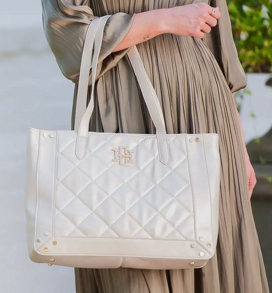 Sophia Zippered Tote - Pearl