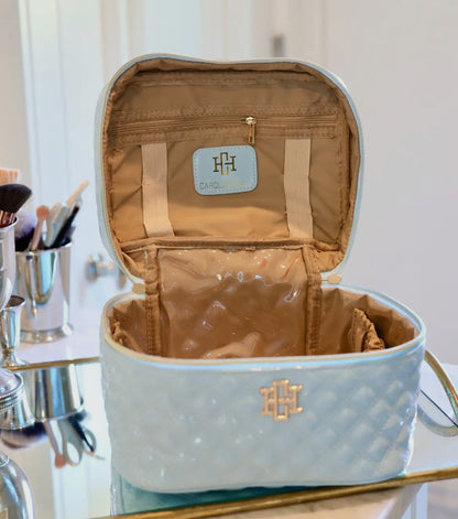 Hampton Train Case- Blue Patent