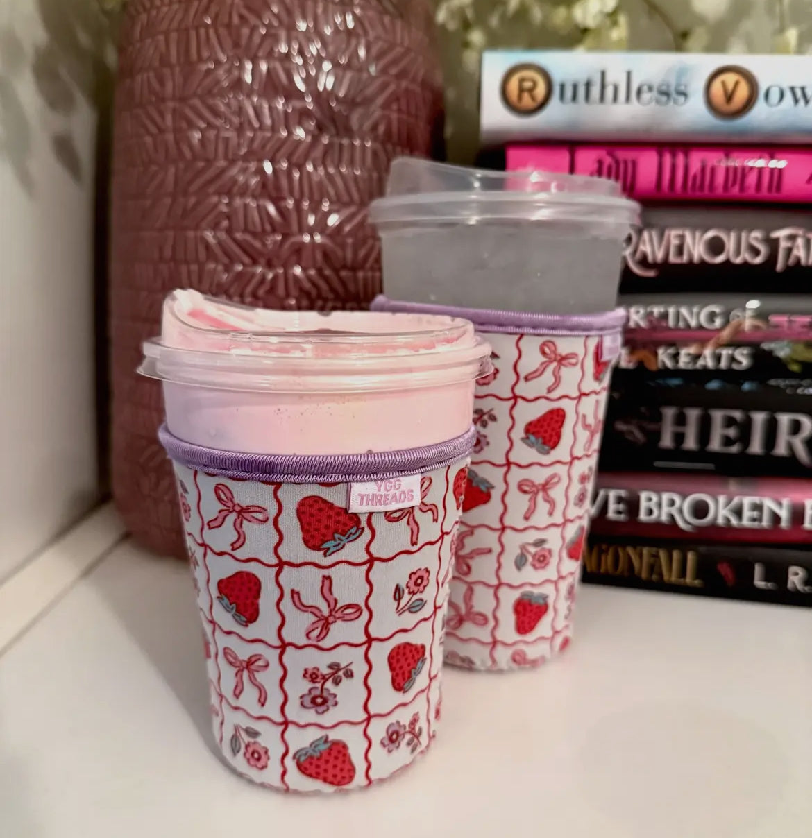 (spa-) Strawberry Coquette Iced Coffee Sleeve