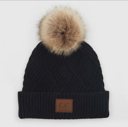 (spa-) Cc Criss-Cross Suede Patch Beanie