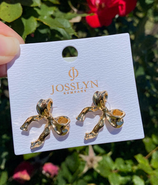 GOLD-GOLD SILVER COLORFUL ENAMEL BOW EARRINGS